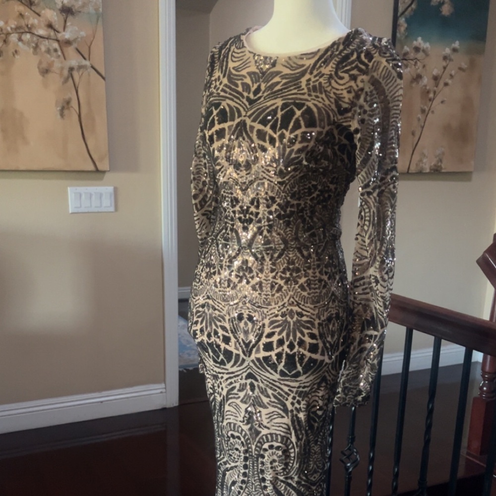 Long Sleeve Geometric Dress